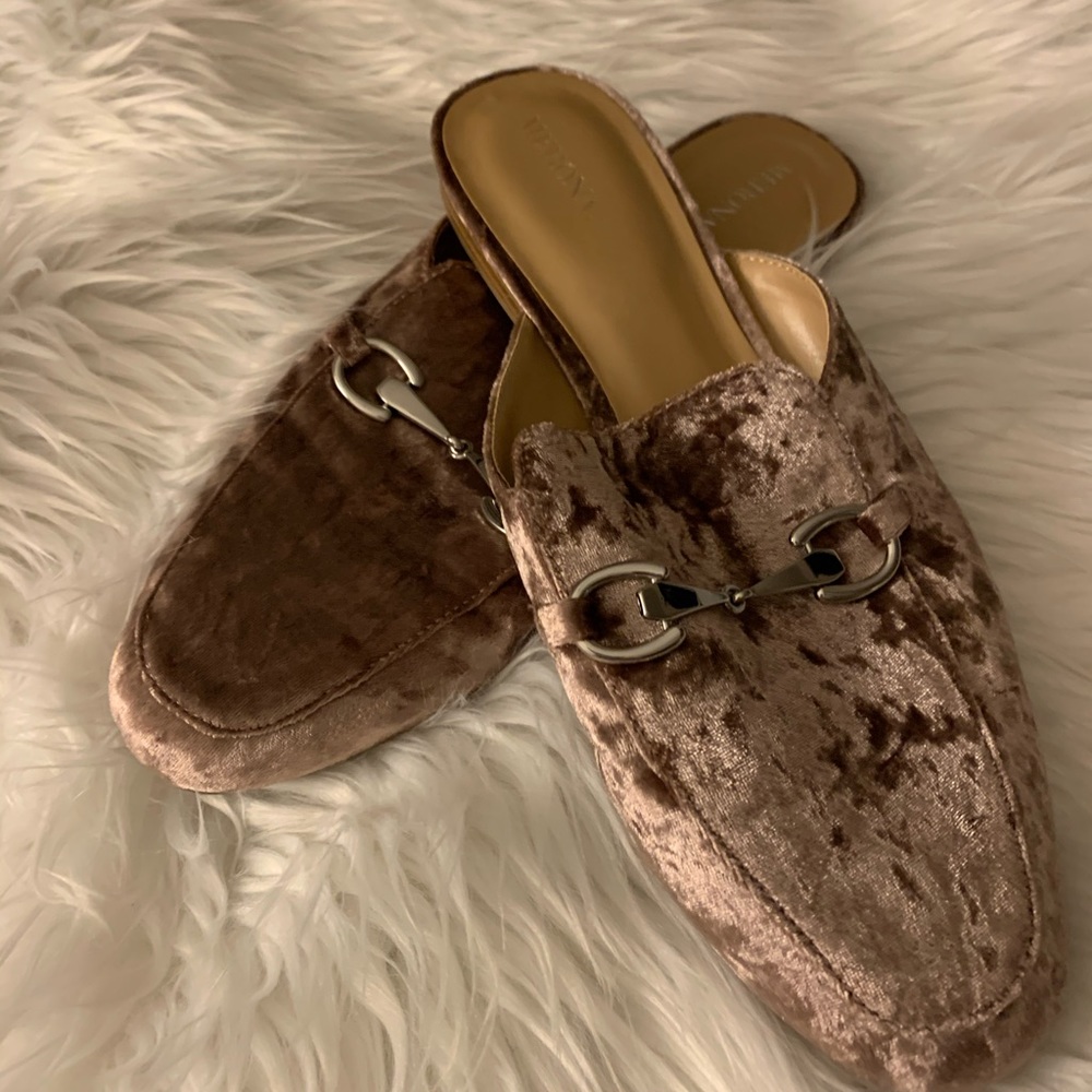 Dusty Pink Velvet Slide-on Loafers
